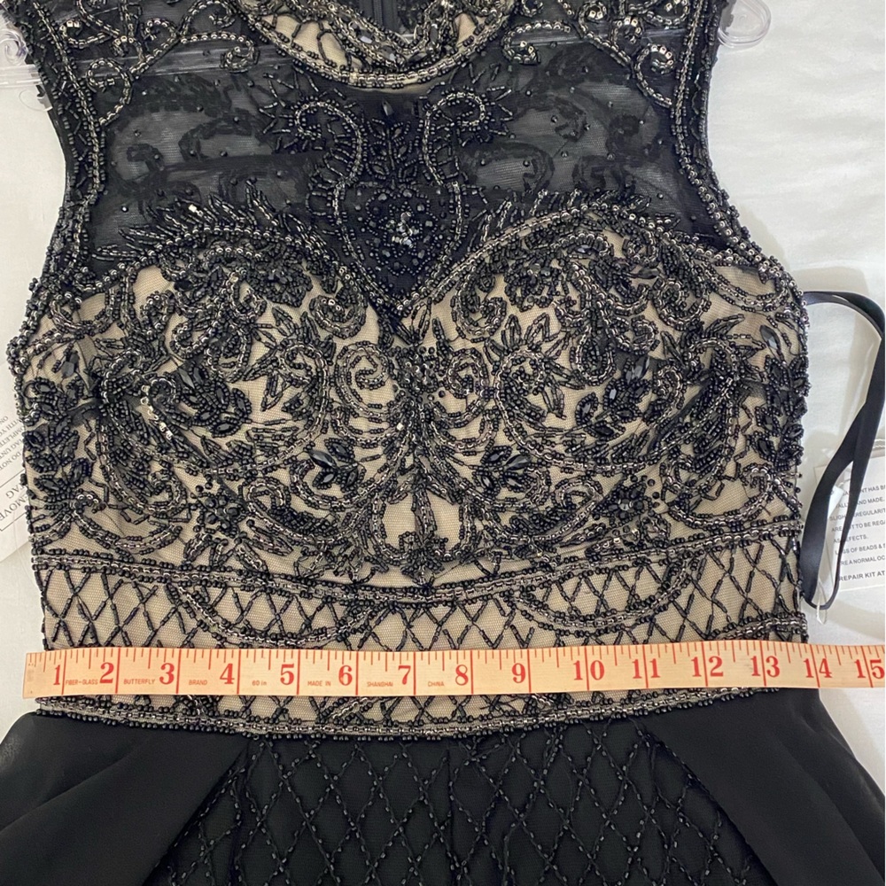NWT Colors Dress, Beaded Black And Nude Romper Dress Size 10 (2036) - Picture 10 of 13